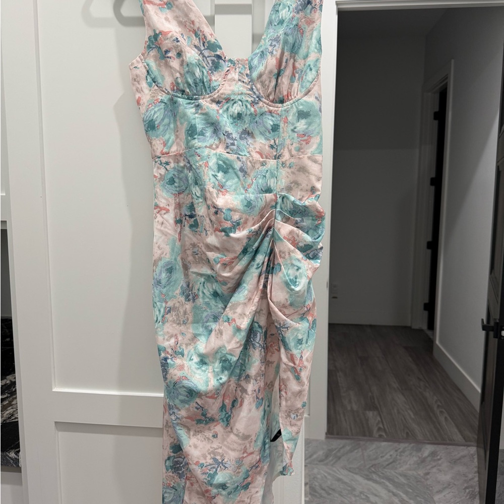 Cider Backless Floral Dress in Pink and Blue